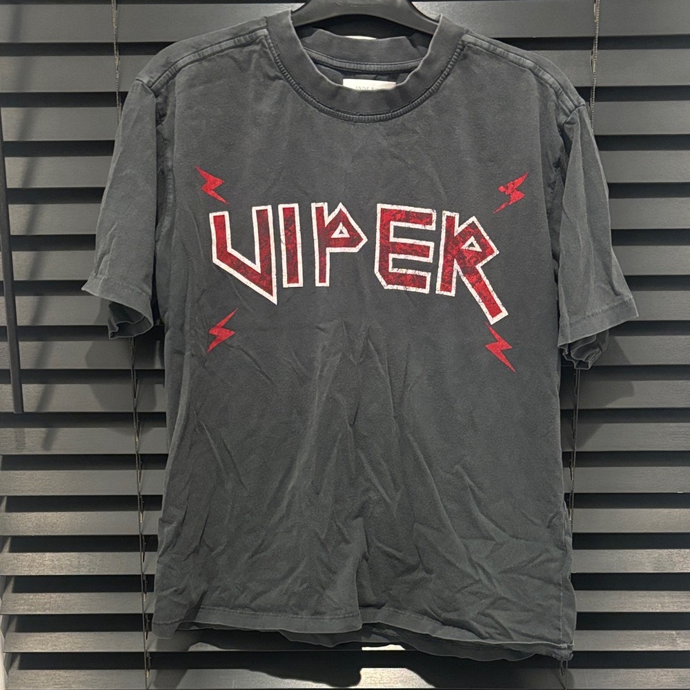 Anine Bing Charcoal T-Shirt with Red Viper Design